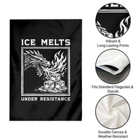 Ice Melts Under Resistance Garden Flag Against Ice Protest Dragon Graphic with Fire