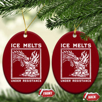 Ice Melts Under Resistance Ceramic Ornament Against Ice Protest Dragon Graphic with Fire