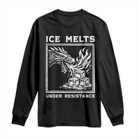 Ice Melts Under Resistance Long Sleeve Shirt Against Ice Protest Dragon Graphic with Fire