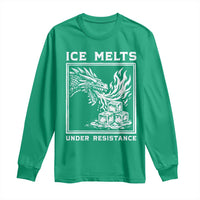 Ice Melts Under Resistance Long Sleeve Shirt Against Ice Protest Dragon Graphic with Fire
