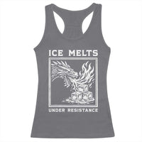 Ice Melts Under Resistance Racerback Tank Top Against Ice Protest Dragon Graphic with Fire