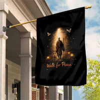 Walk for Peace Lantern Path Garden Flag Monk and Aloka the Dog Spiritual Journey