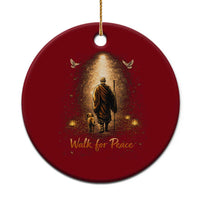 Walk for Peace Lantern Path Ceramic Ornament Monk and Aloka the Dog Spiritual Journey