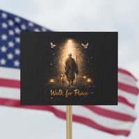 Walk for Peace Lantern Path Protest Sign Monk and Aloka the Dog Spiritual Journey