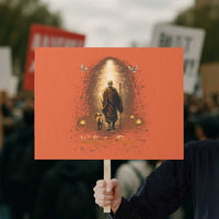 Walk for Peace Lantern Path Protest Sign Monk and Aloka the Dog Spiritual Journey