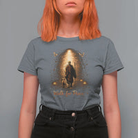 Walk for Peace Lantern Path T Shirt For Women Monk and Aloka the Dog Spiritual Journey