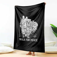 Walk for Peace Walking Monks and Aloka the Dog Throw Blanket Buddhist Mindfulness Spiritual Religious Faith