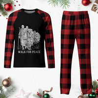 Walk for Peace Walking Monks and Aloka the Dog Plaid Pajama Set Buddhist Mindfulness Spiritual Religious Faith