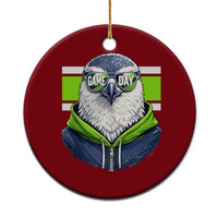 Cool Hawk Wearing Hoodie Graphic Ceramic Ornament Game Day Swagger