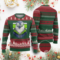 Cool Hawk Wearing Hoodie Graphic Ugly Christmas Sweater Game Day Swagger