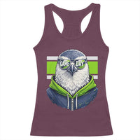 Cool Hawk Wearing Hoodie Graphic Racerback Tank Top Game Day Swagger