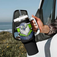 Cool Hawk Wearing Hoodie Graphic Tumbler With Handle Game Day Swagger