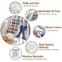 Funny Sailor Pun Throw Blanket I Have Little Seaman on My Shirt Retro Humor