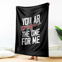 Funny Gun Lover Valentine Pun Throw Blanket You AR the One for Me Tactical Romance