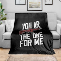 Funny Gun Lover Valentine Pun Throw Blanket You AR the One for Me Tactical Romance