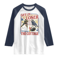 Get In Loser We’re Going To The Cottage Raglan Shirt Hockey Romance LGBT Retro Summer Road Trip