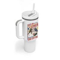 Get In Loser We’re Going To The Cottage Tumbler With Handle Hockey Romance LGBT Retro Summer Road Trip