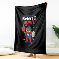 Funny Benito Bowl Puerto Rican Football Throw Blanket Coquí Frog Music Fan with Beer and Foam Finger