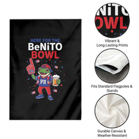 Funny Benito Bowl Puerto Rican Football Garden Flag Coquí Frog Music Fan with Beer and Foam Finger