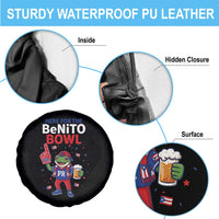 Funny Benito Bowl Puerto Rican Football Spare Tire Cover Coquí Frog Music Fan with Beer and Foam Finger
