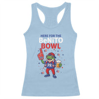 Funny Benito Bowl Puerto Rican Football Racerback Tank Top Coquí Frog Music Fan with Beer and Foam Finger