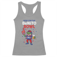 Funny Benito Bowl Puerto Rican Football Racerback Tank Top Coquí Frog Music Fan with Beer and Foam Finger
