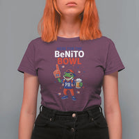 Funny Benito Bowl Puerto Rican Football T Shirt For Women Coquí Frog Music Fan with Beer and Foam Finger