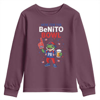 Funny Benito Bowl Puerto Rican Football Youth Sweatshirt Coquí Frog Music Fan with Beer and Foam Finger