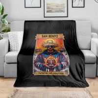 Funny San Benito Patron del Halftime Throw Blanket Bowl 2026 Puerto Rican Football Music Fan