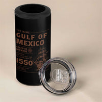 Gulf of Mexico Name Origin 1550 4 in 1 Can Cooler Tumbler Sailing Ship Retro Vintage