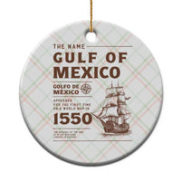 Gulf of Mexico Name Origin 1550 Ceramic Ornament Sailing Ship Retro Vintage - Wonder Print Shop