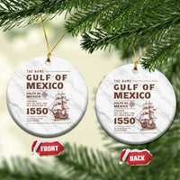 Gulf of Mexico Name Origin 1550 Ceramic Ornament Sailing Ship Retro Vintage - Wonder Print Shop