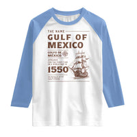 Gulf of Mexico Name Origin 1550 Raglan Shirt Sailing Ship Retro Vintage