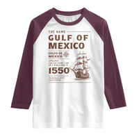 Gulf of Mexico Name Origin 1550 Raglan Shirt Sailing Ship Retro Vintage