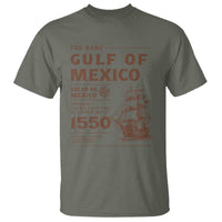 Gulf of Mexico Name Origin 1550 T Shirt Sailing Ship Retro Vintage