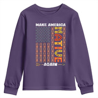 Make America Native Again Youth Sweatshirt Indigenous Pride Cultural Heritage USA Flag