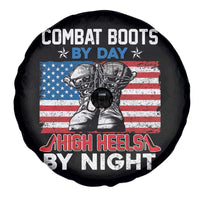 Female Veteran Spare Tire Cover Funny Women Veterans Combat Boots By Day High Heels By Night Dog Tags