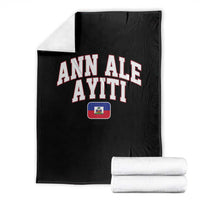 Ann Ale Ayiti Collegiate Athletic Sport Style Throw Blanket Let's Go Haiti Haitian Flag and Coat of Arms Pride