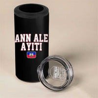 Ann Ale Ayiti Collegiate Athletic Sport Style 4 in 1 Can Cooler Tumbler Let's Go Haiti Haitian Flag and Coat of Arms Pride