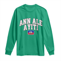 Ann Ale Ayiti Collegiate Athletic Sport Style Long Sleeve Shirt Let's Go Haiti Haitian Flag and Coat of Arms Pride