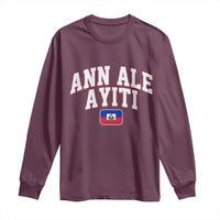 Ann Ale Ayiti Collegiate Athletic Sport Style Long Sleeve Shirt Let's Go Haiti Haitian Flag and Coat of Arms Pride