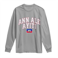 Ann Ale Ayiti Collegiate Athletic Sport Style Long Sleeve Shirt Let's Go Haiti Haitian Flag and Coat of Arms Pride