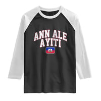 Ann Ale Ayiti Collegiate Athletic Sport Style Raglan Shirt Let's Go Haiti Haitian Flag and Coat of Arms Pride