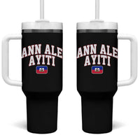 Ann Ale Ayiti Collegiate Athletic Sport Style Tumbler With Handle Let's Go Haiti Haitian Flag and Coat of Arms Pride