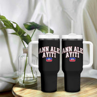 Ann Ale Ayiti Collegiate Athletic Sport Style Tumbler With Handle Let's Go Haiti Haitian Flag and Coat of Arms Pride
