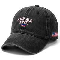 Ann Ale Ayiti Collegiate Athletic Sport Style Washed Cotton Baseball Cap Let's Go Haiti Haitian Flag and Coat of Arms Pride