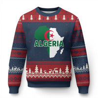 Algeria Algerian Pride Map of Africa Heritage Graphic Ugly Christmas Sweater Patriotic North African Roots National Flag