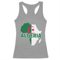 Algeria Algerian Pride Map of Africa Heritage Graphic Racerback Tank Top Patriotic North African Roots National Flag