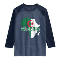 Algeria Algerian Pride Map of Africa Heritage Graphic Raglan Shirt Patriotic North African Roots National Flag
