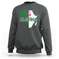 Algeria Algerian Pride Map of Africa Heritage Graphic Sweatshirt Patriotic North African Roots National Flag